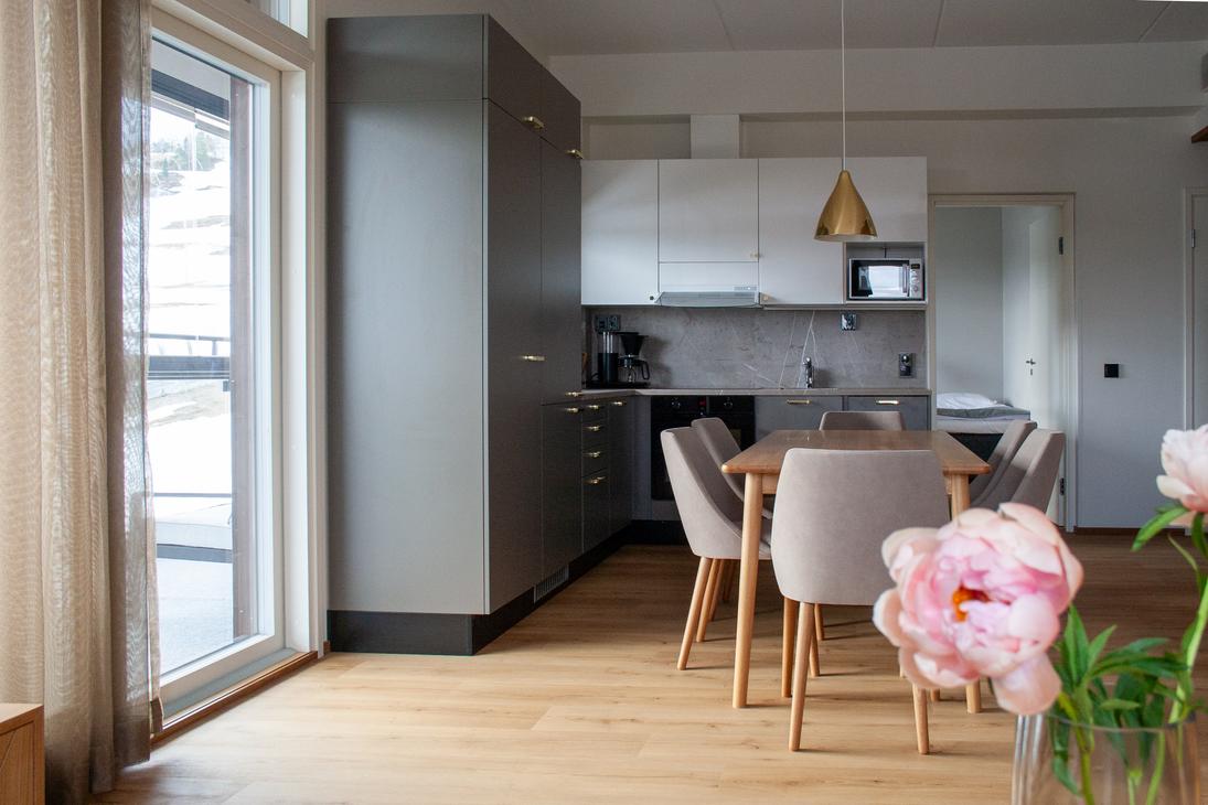 Comedor y cocina del Ski-Inn