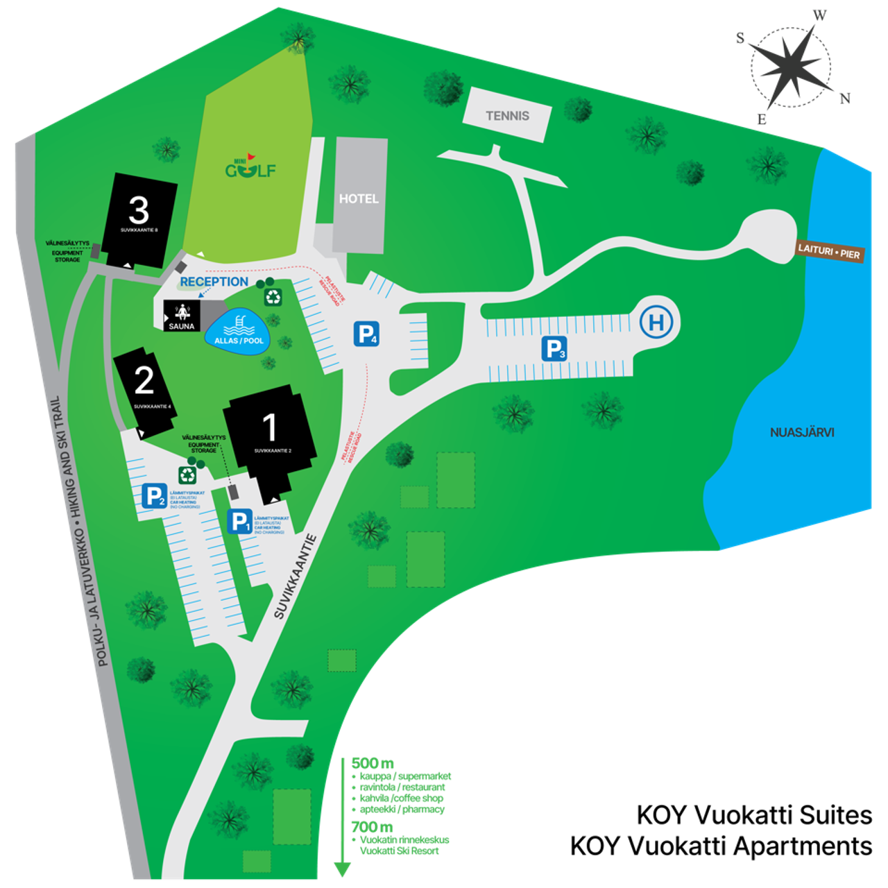 vuokatti suites aluekartta